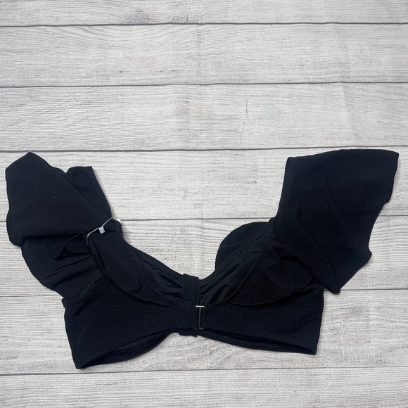 Summer Mae Maternity Flutter Sleeve Black Textured Bikini Top Size 10 NWT - Picture 3 of 6